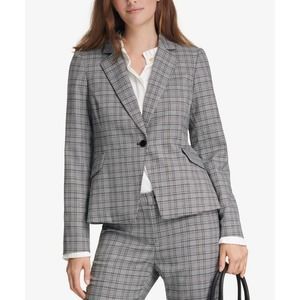 Calvin Klein Women's Petite Plaid Single-Button‎ Blazer size 2